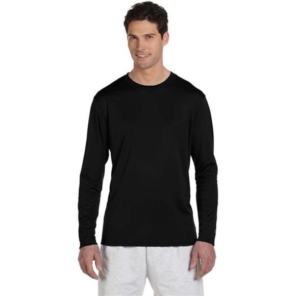 Champion mens Long Sleeve Double Dry Performance T-shirt Shirt, Black, Large - Picture 1 of 4